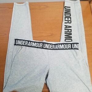 Under Armour grey leggings with fold over logo band